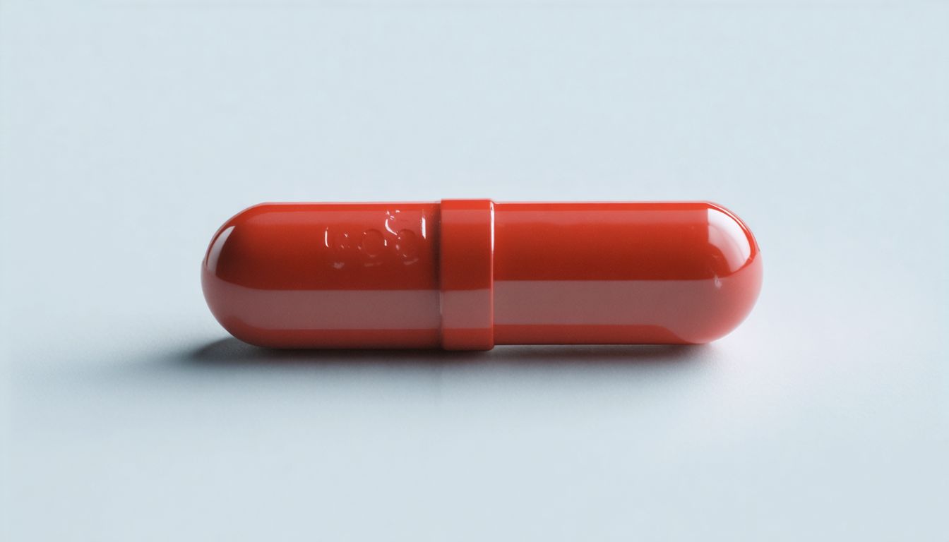 Blister pack of sildenafil tablets next to a glass of water on a white medical background